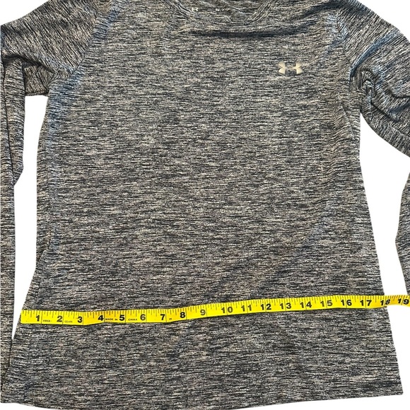 Under Armour Heathered Black Long Sleeve Top HeatGear Loose Mens Small Shirt Top - Picture 4 of 6